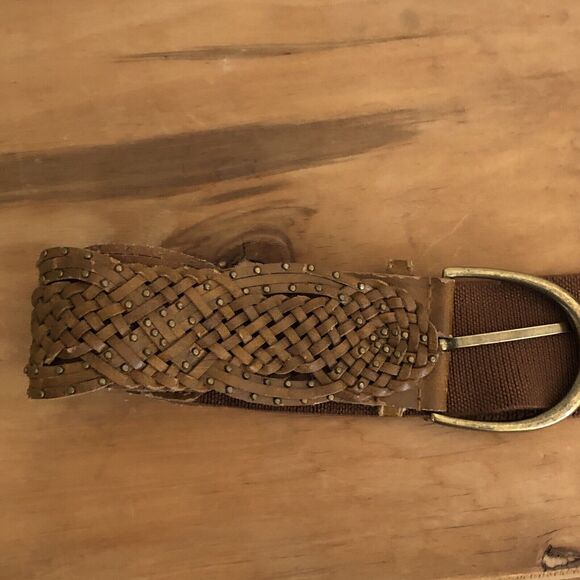 Jessica Simpson Woven Leather Belt Brown M/L - Picture 10 of 10